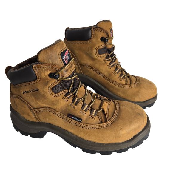 Red Wing Women's Size 8.5 Brown Work Boots Steel Toe Waterproof Slip Resistant - Picture 2 of 10